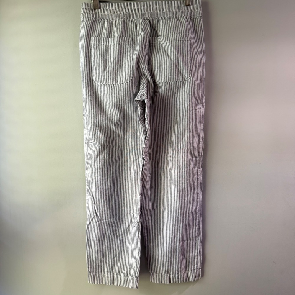 Old Navy Straight Leg Pants Womens Small Blue White Striped Linen Blend - Picture 3 of 5